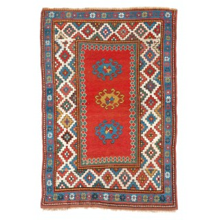 Antique Caucasian Bordjalou Kazak Rug, Ca 1880, All Natural Dyes