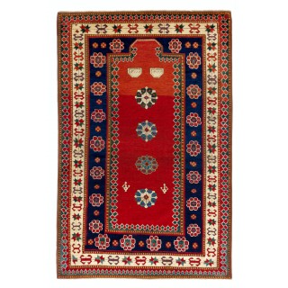 Dated 1870. Antique Caucasian Kazak Rug, Top Shelf Collectors Prayer Rug