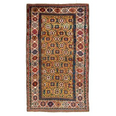 Antique Caucasian Kazak Rug with Yellow Field, Late 19th Century, circa 1880