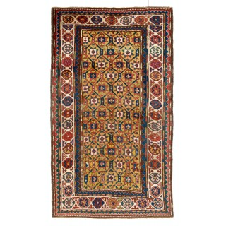 Antique Caucasian Kazak Rug with Yellow Field, Late 19th Century, circa 1880