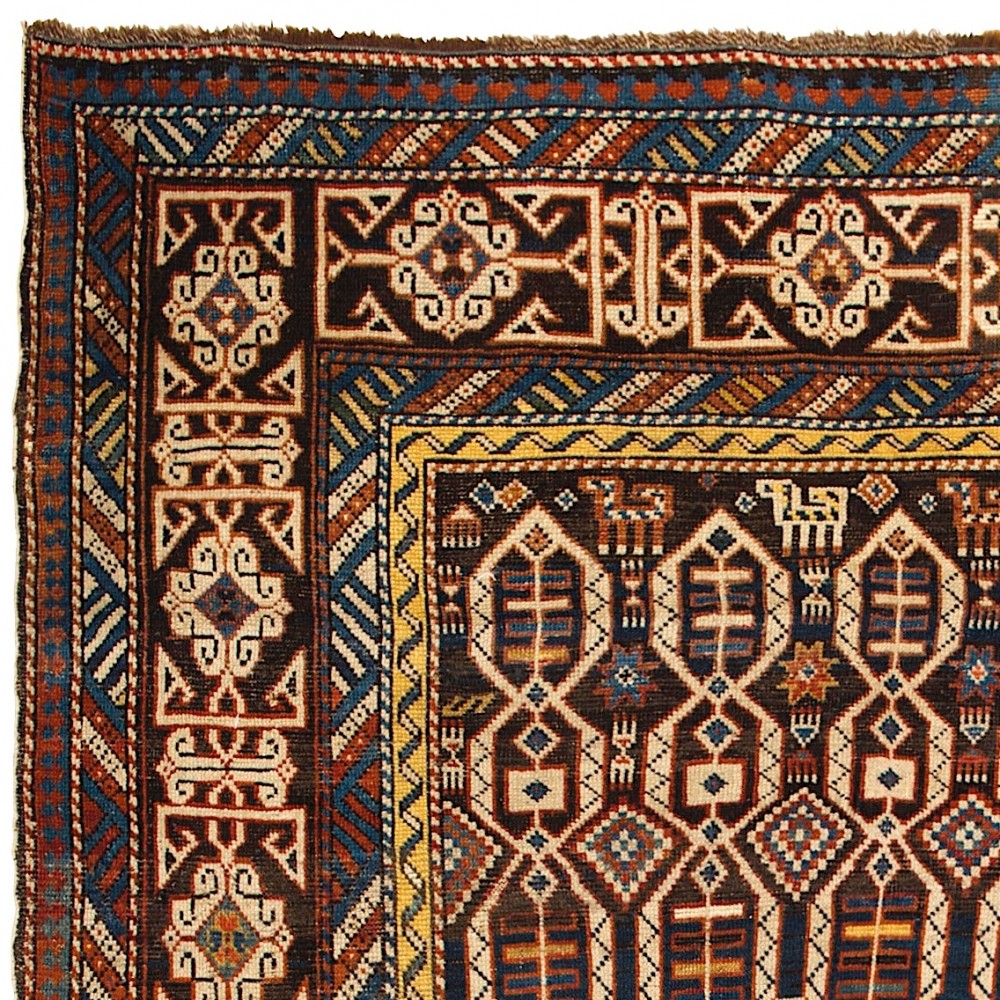 Rare Antique Caucasian Kuba Shirvan Wool Rug, Ca 1880