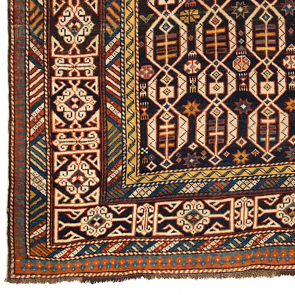 Rare Antique Caucasian Kuba Shirvan Wool Rug, Ca 1880