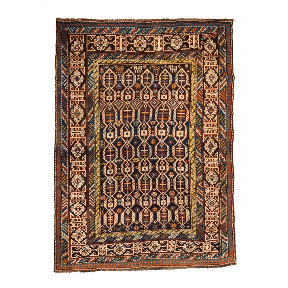 Rare Antique Caucasian Kuba Shirvan Wool Rug, Ca 1880