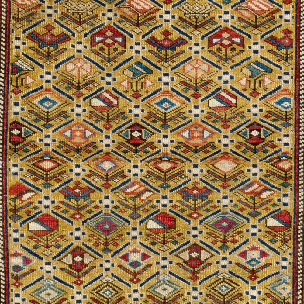 Fine Antique Caucasian Shirvan Rug. Yellow Ground. Excellent Original Condition