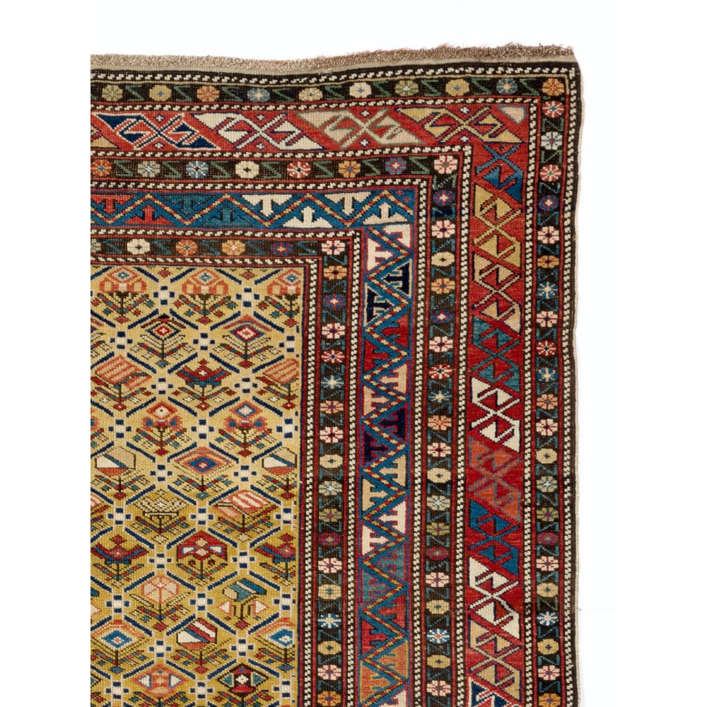 Fine Antique Caucasian Shirvan Rug. Yellow Ground. Excellent Original Condition