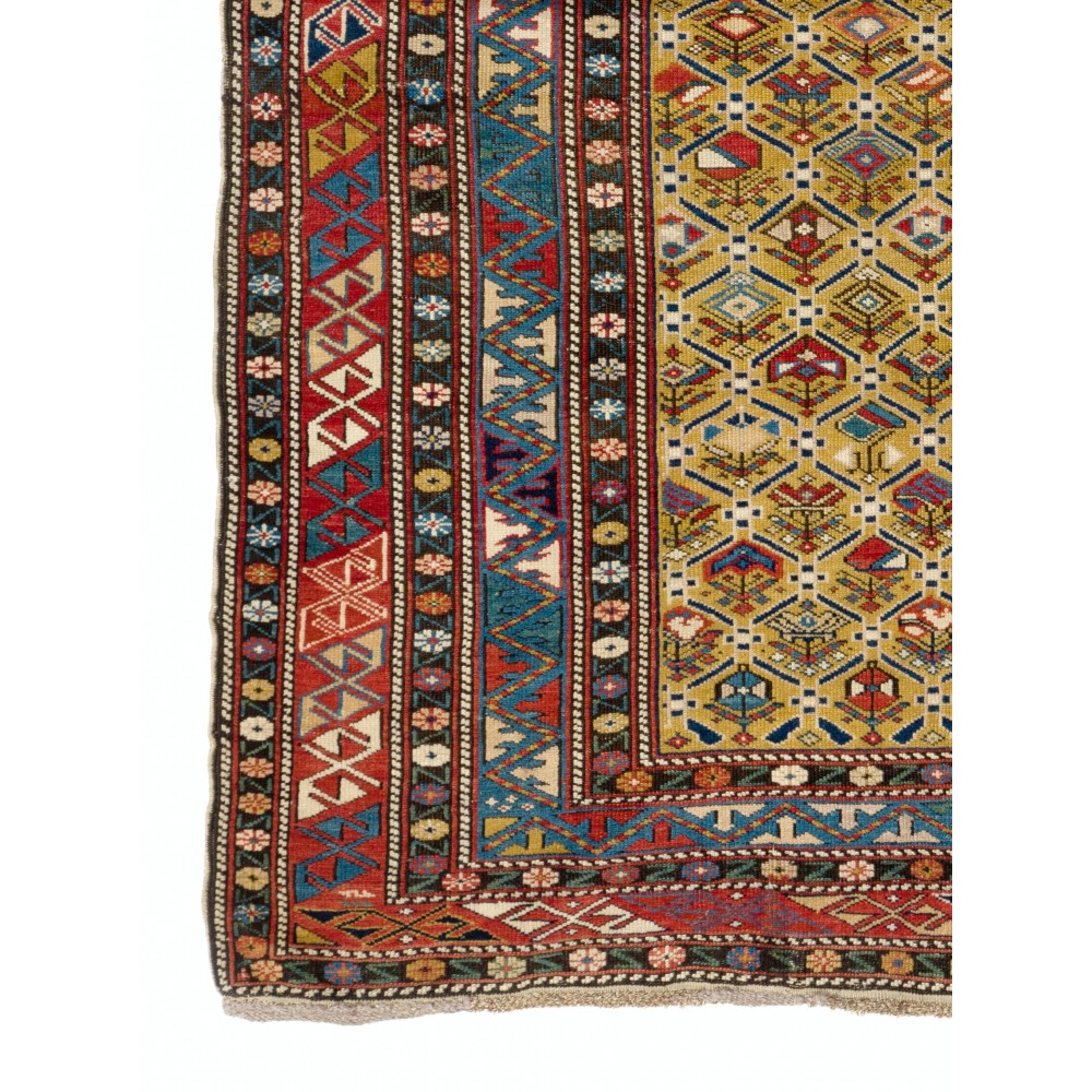 Fine Antique Caucasian Shirvan Rug. Yellow Ground. Excellent Original Condition