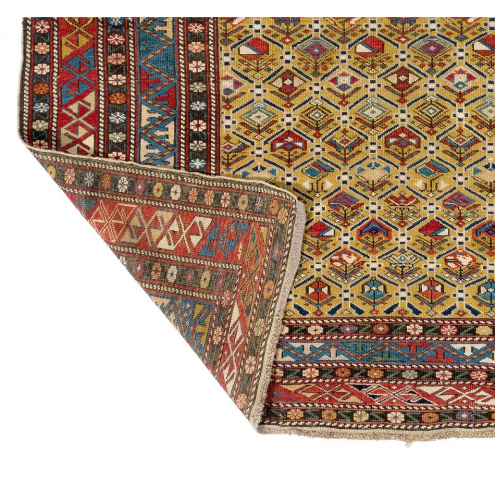 Fine Antique Caucasian Shirvan Rug. Yellow Ground. Excellent Original Condition