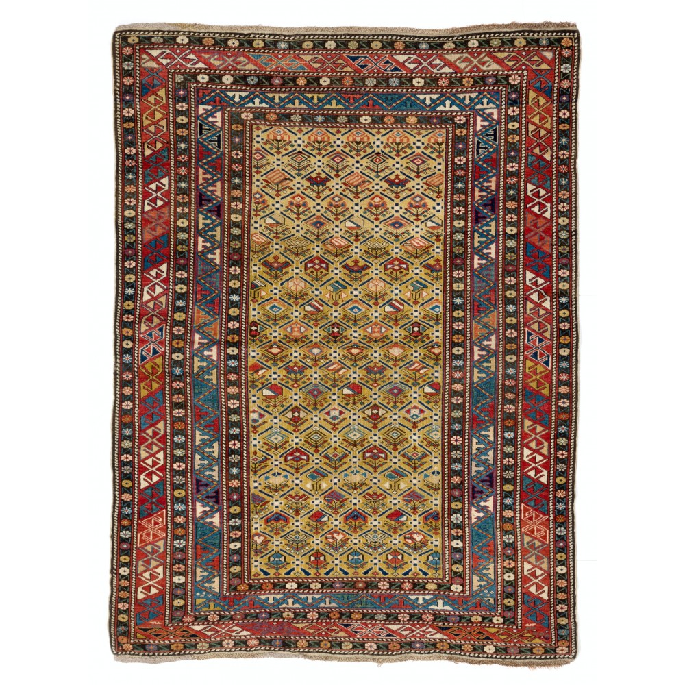 Fine Antique Caucasian Shirvan Rug. Yellow Ground. Excellent Original Condition
