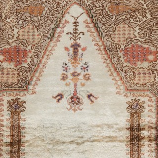 Antique Turkish Art Silk Prayer Rug