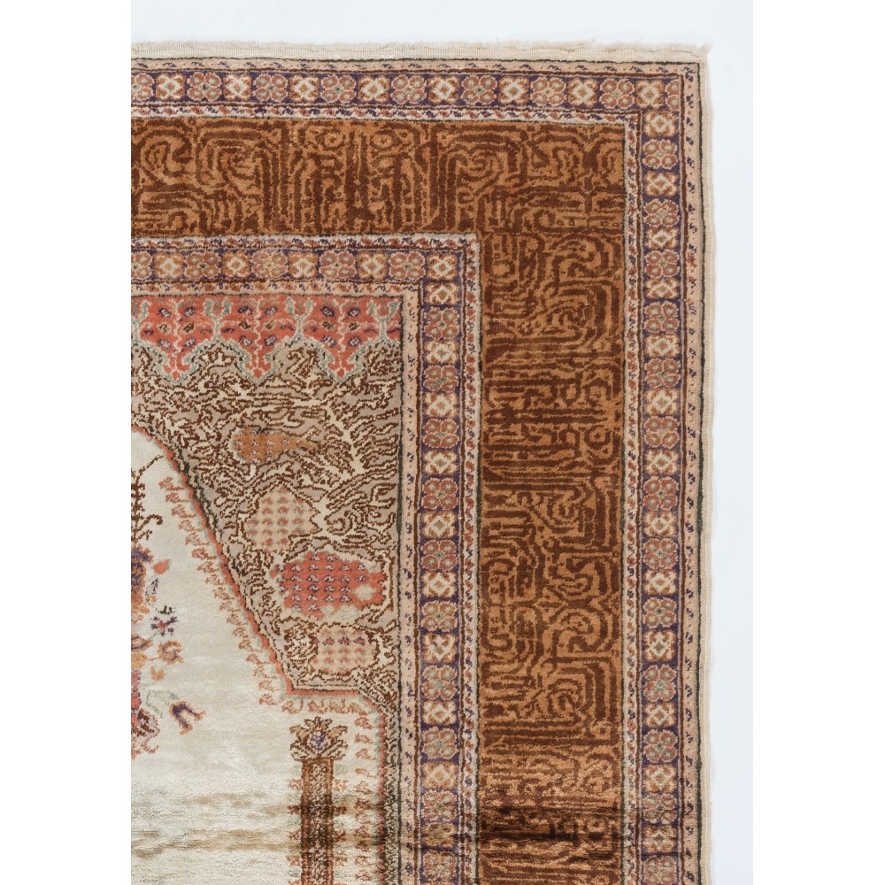 Vintage Anatolian Art Silk Prayer Rug
