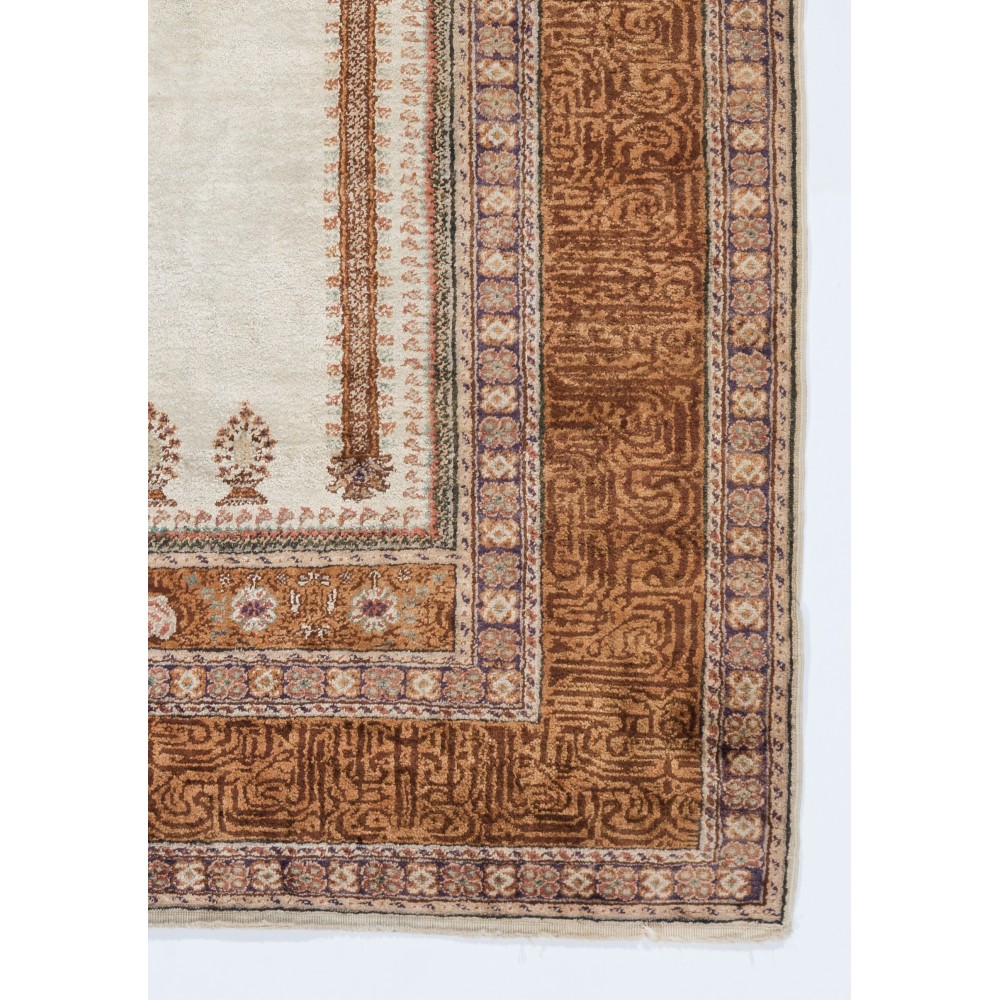 Vintage Anatolian Art Silk Prayer Rug