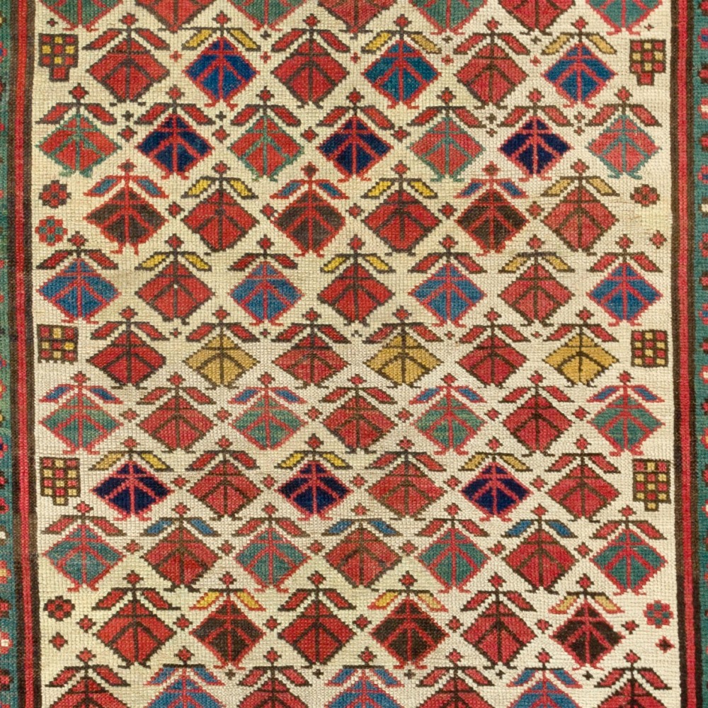 Antique Ivory Ground Caucasian Kazak Rug, circa 1875