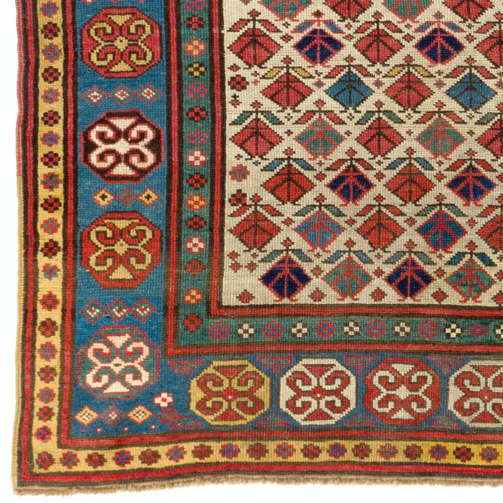 Antique Ivory Ground Caucasian Kazak Rug, circa 1875