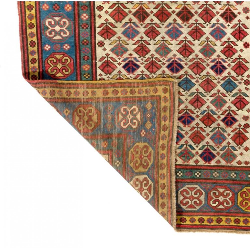 Antique Ivory Ground Caucasian Kazak Rug, circa 1875