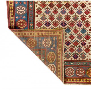 Antique Ivory Ground Caucasian Kazak Rug, circa 1875