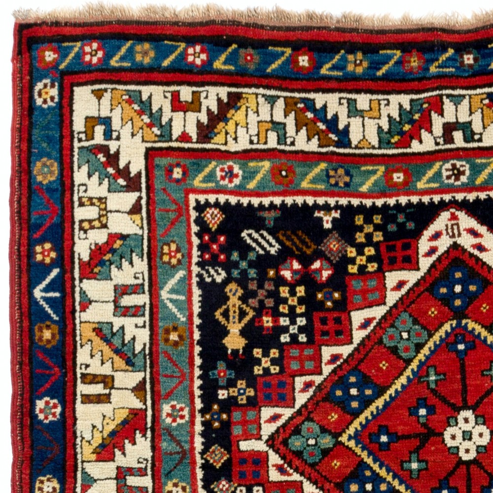 Antique Tribal Caucasian Shahsavan Rug Full Pile Excellent Condition, circa 1880