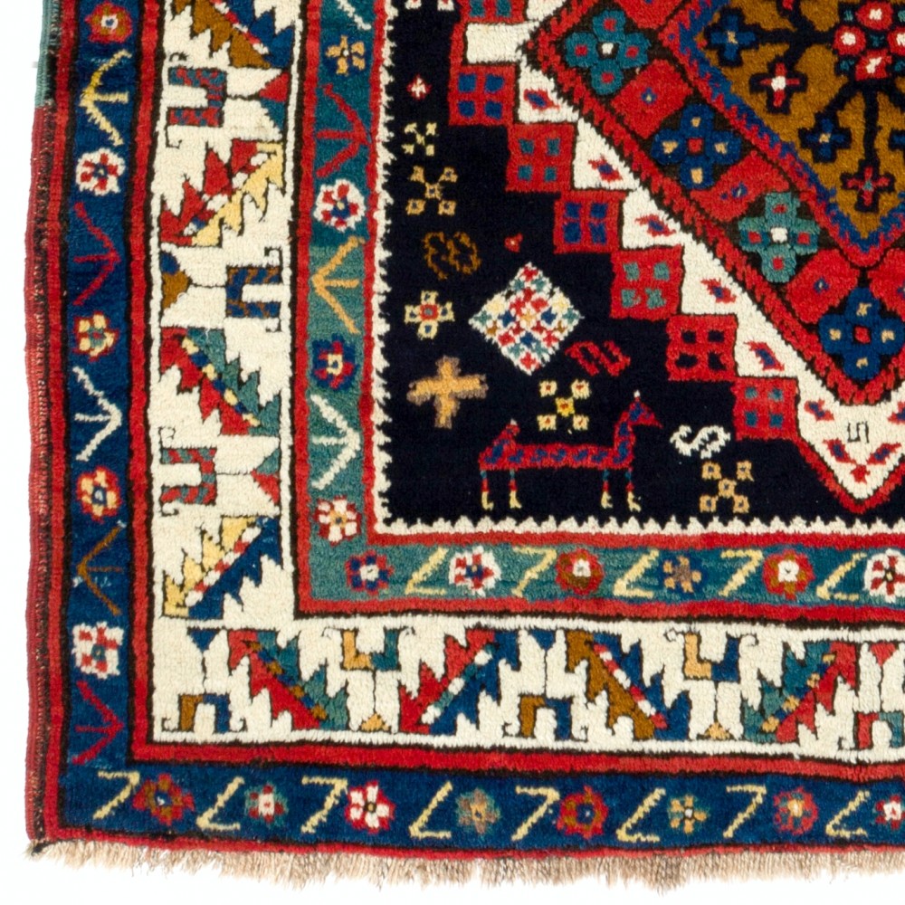 Antique Tribal Caucasian Shahsavan Rug Full Pile Excellent Condition, circa 1880