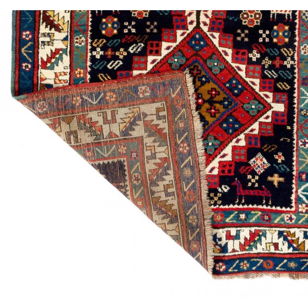 Antique Tribal Caucasian Shahsavan Rug Full Pile Excellent Condition, circa 1880