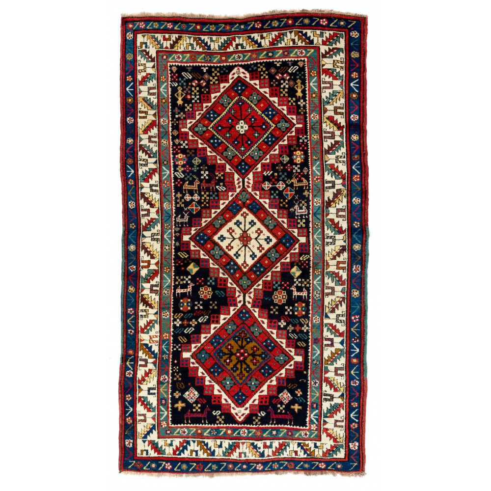 Antique Tribal Caucasian Shahsavan Rug Full Pile Excellent Condition, circa 1880