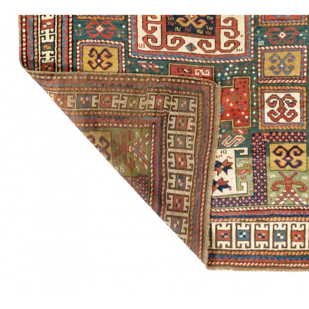 Antique Green Ground Caucasian Karatchoph Kazak Rug, circa 1870