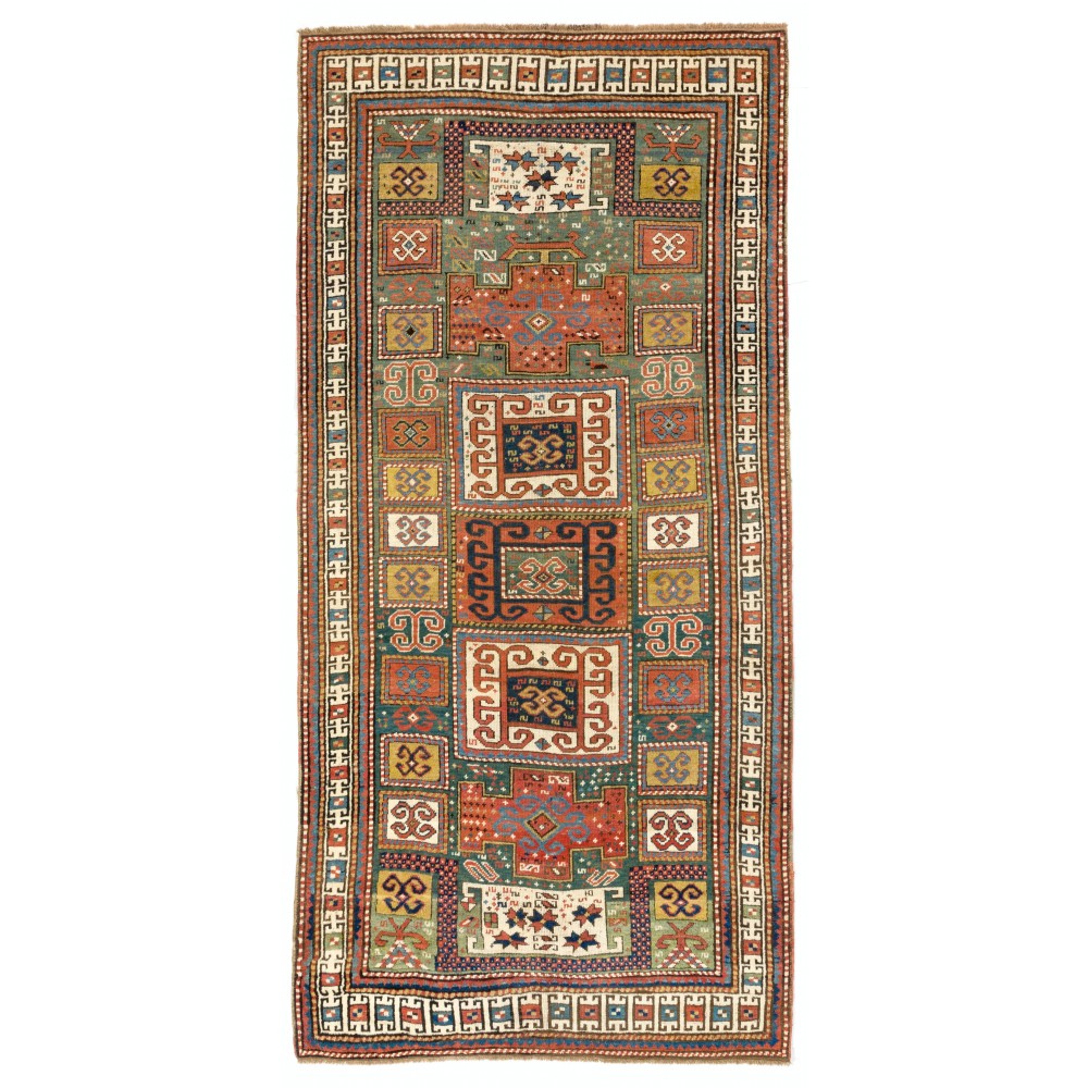 Antique Green Ground Caucasian Karatchoph Kazak Rug, circa 1870