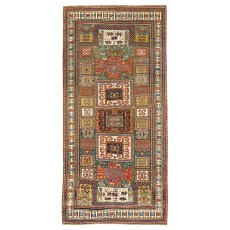 Antique Green Ground Caucasian Karatchoph Kazak Rug, circa 1870
