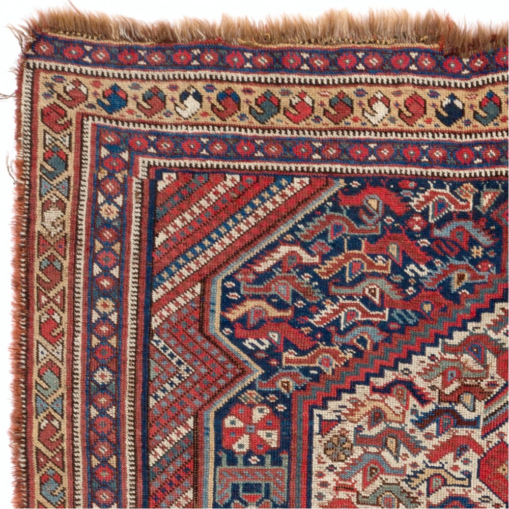 Antique Persian Shiraz Qashqai Rug, Ca 1890, 100% Wool