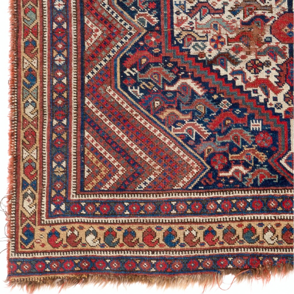 Antique Persian Shiraz Qashqai Rug, Ca 1890, 100% Wool