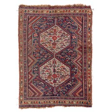Antique Persian Shiraz Qashqai Rug, Ca 1890, 100% Wool