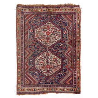 Antique Persian Shiraz Qashqai Rug, Ca 1890, 100% Wool