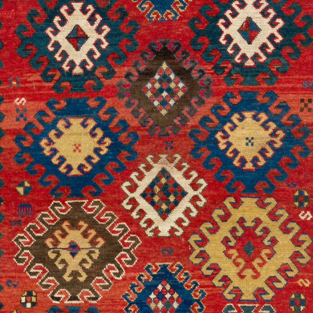 Antique Caucasian Kazak Rug, circa 1860, Original Good Condition