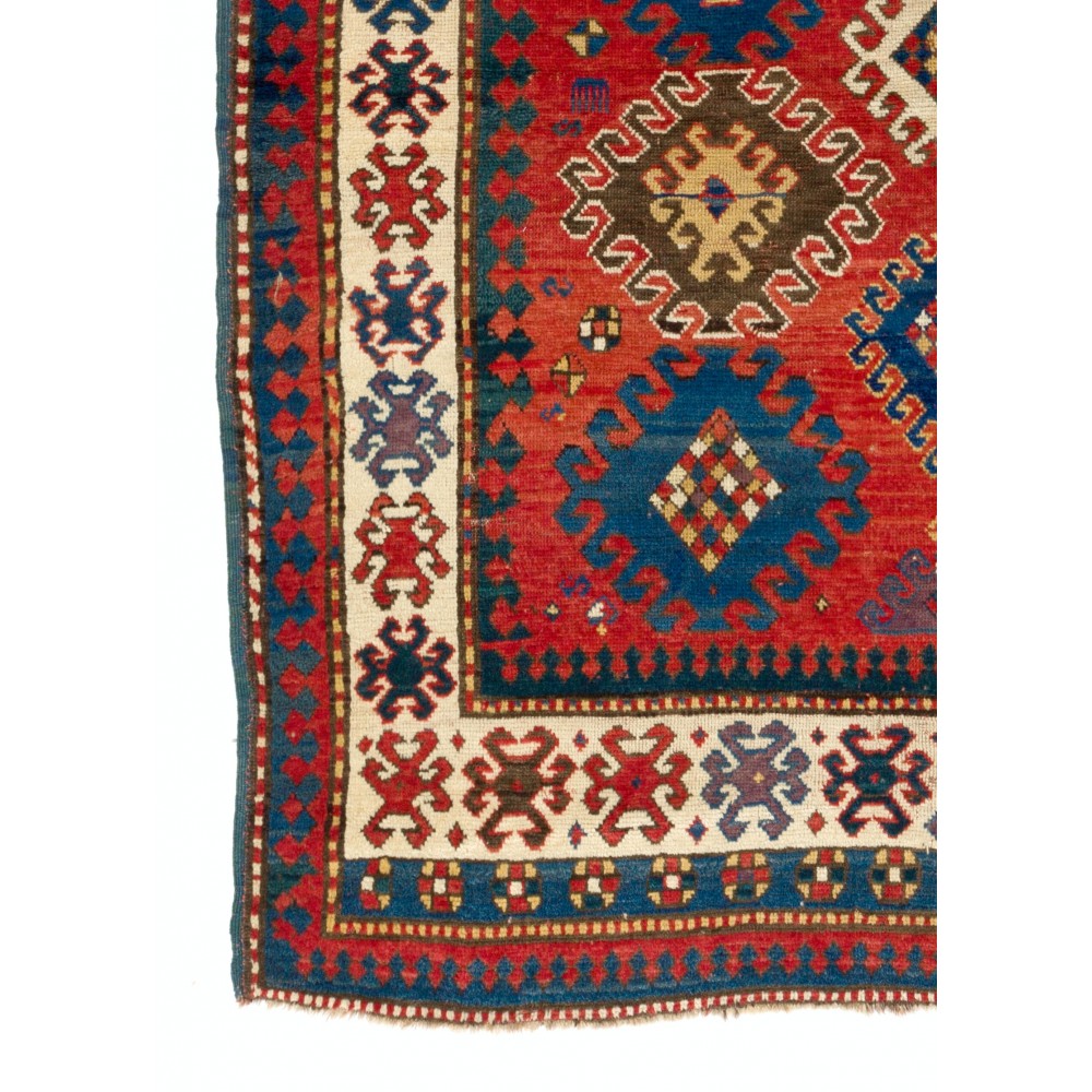 Antique Caucasian Kazak Rug, circa 1860, Original Good Condition