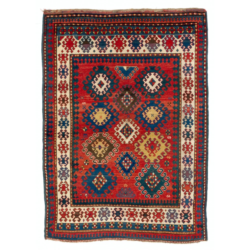 Antique Caucasian Kazak Rug, circa 1860, Original Good Condition
