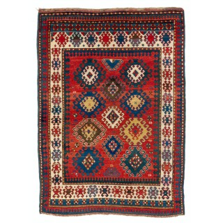 Antique Caucasian Kazak Rug, circa 1860, Original Good Condition