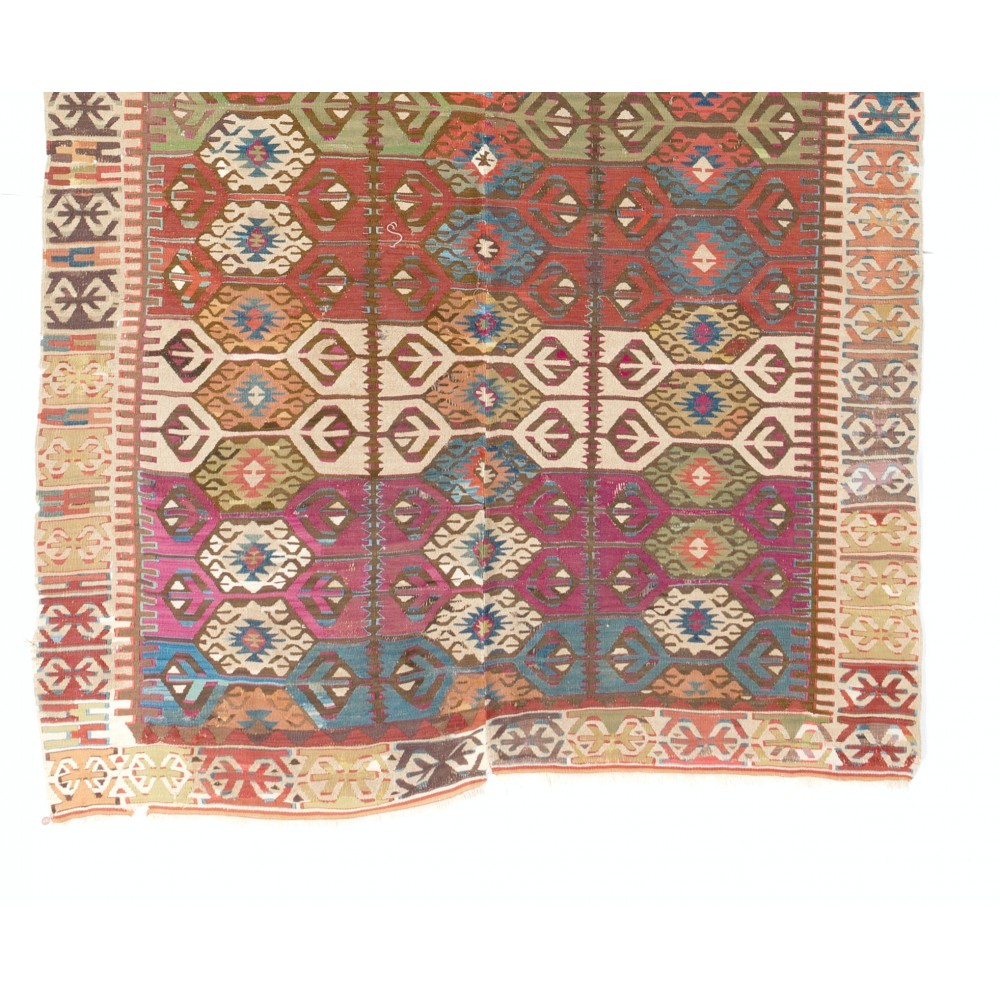 Antique Turkish Konya Kilim Rug, Flat-Weave Floor Covering, Ca 1890