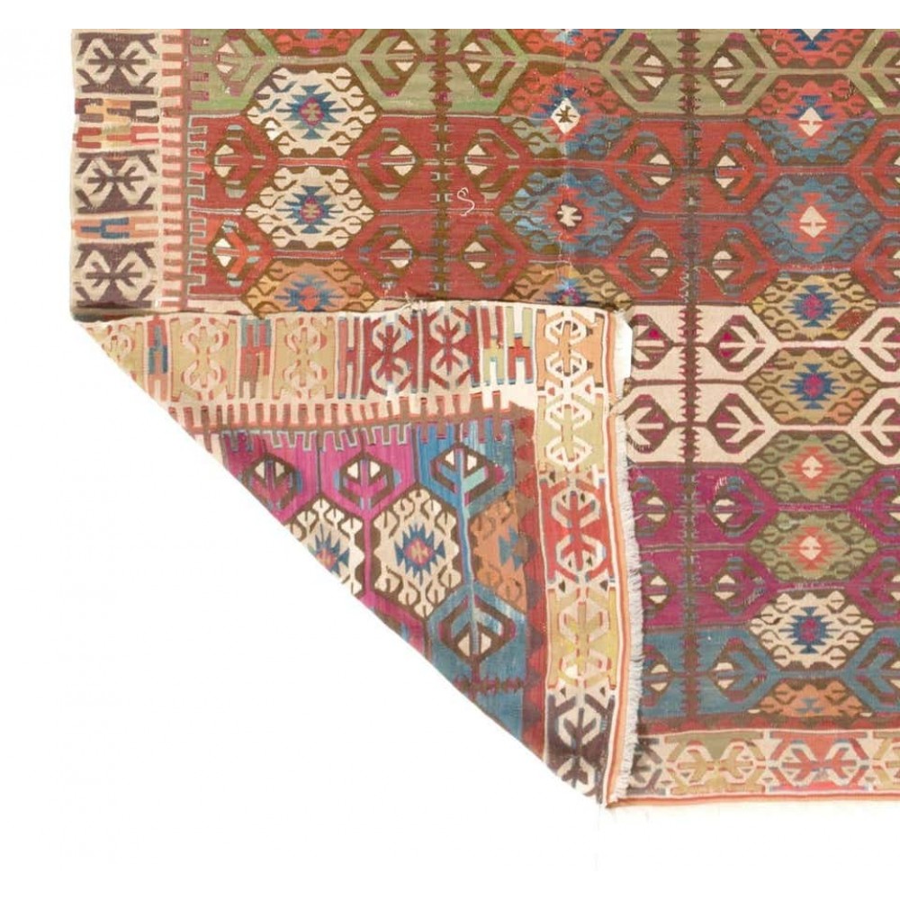 Antique Turkish Konya Kilim Rug, Flat-Weave Floor Covering, Ca 1890