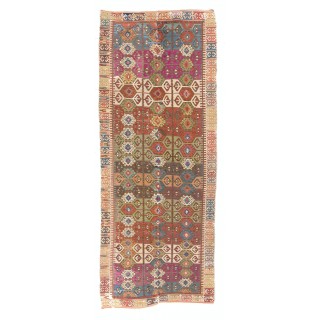 Antique Turkish Konya Kilim Rug, Flat-Weave Floor Covering, Ca 1890