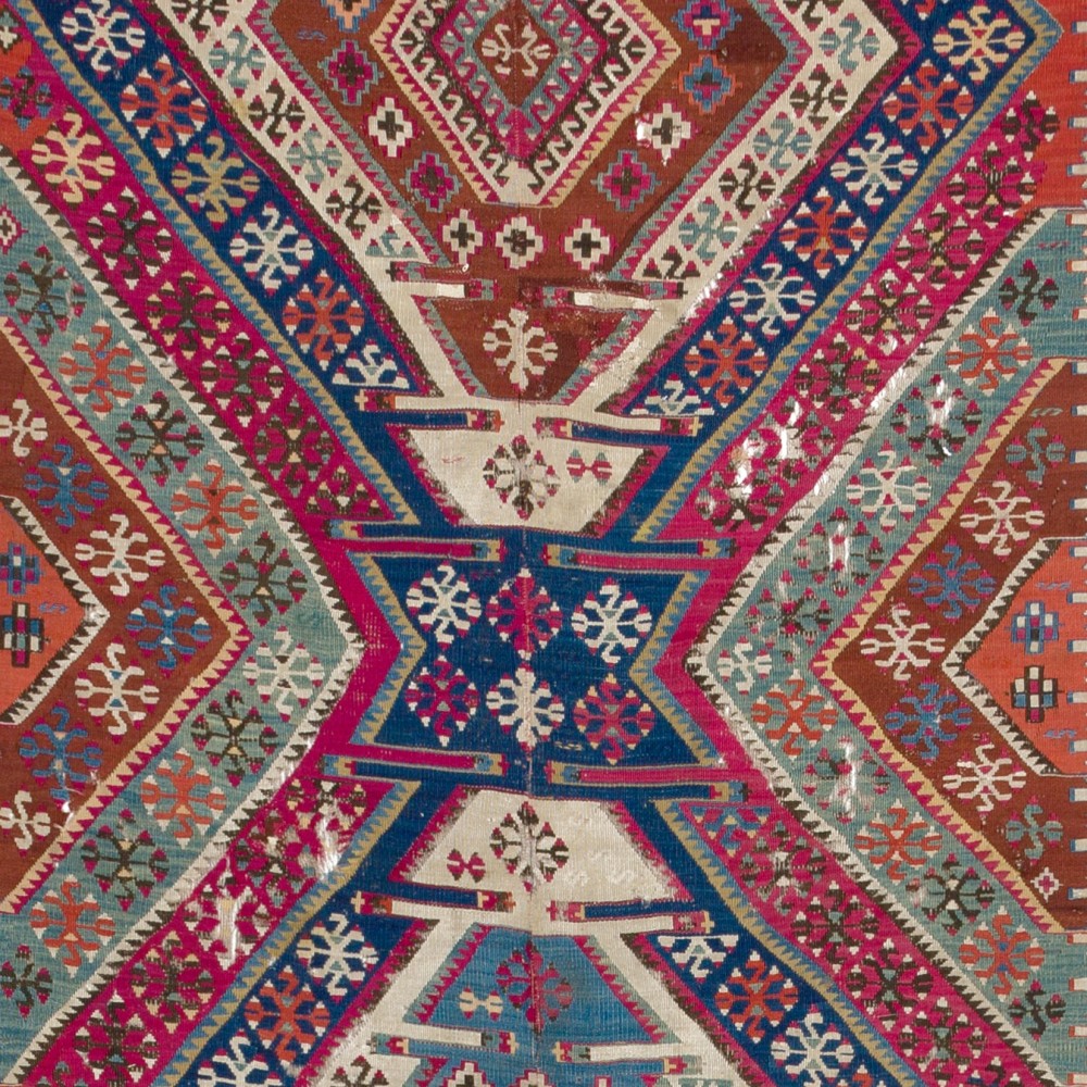 Rare Antique Handmade Anatolian Flat-Weave Kilim Rug, Ca 1875