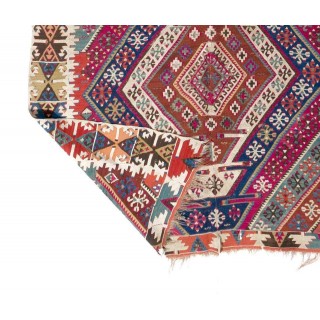 Rare Antique Handmade Anatolian Flat-Weave Kilim Rug, Ca 1875