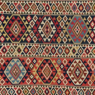 Antique Caucasian Shirvan Kilim Rug, Ca 1870, 100% Wool & Natural Dyes