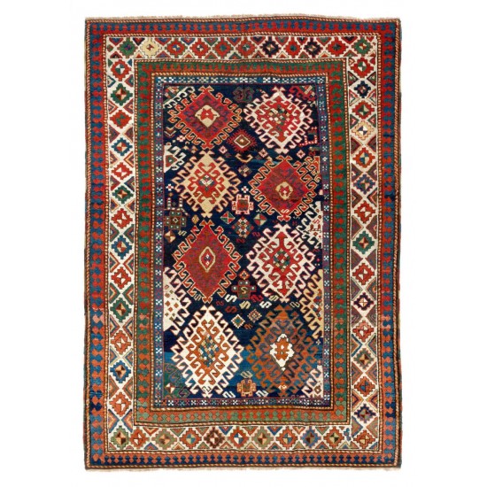 Antique Caucasian Bordjalou Kazak Rug, Ca 1870