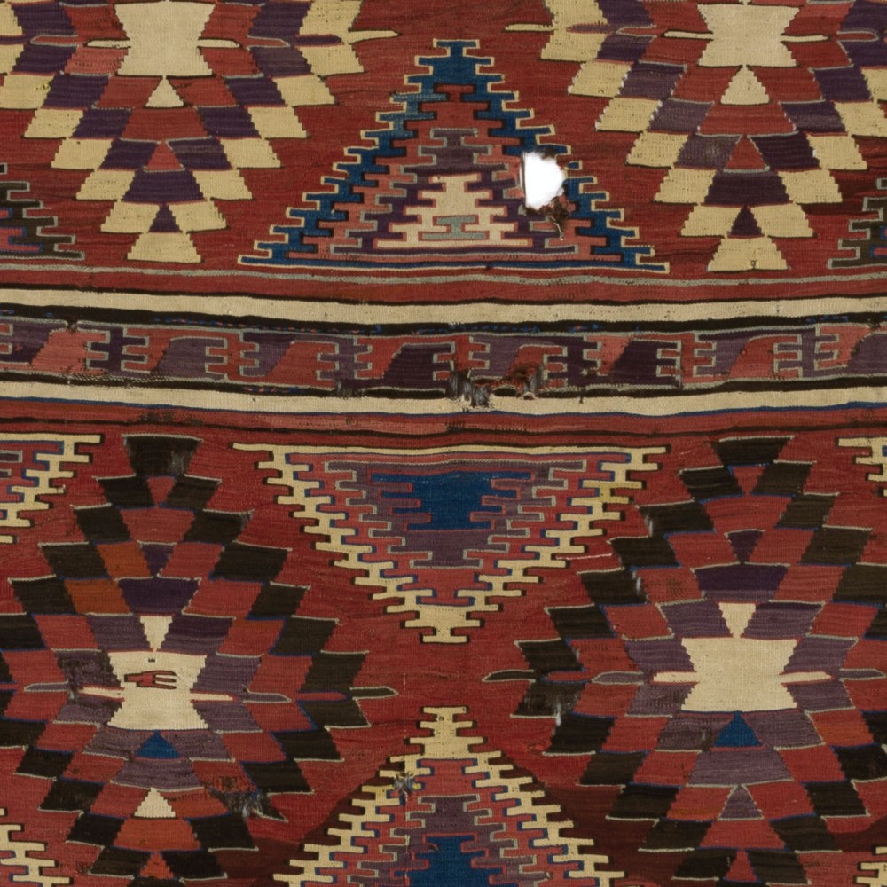 Antique Turkish Konya Kilim, Flat-Weave Rug. Ca 1850