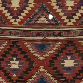 Antique Turkish Konya Kilim, Flat-Weave Rug. Ca 1850