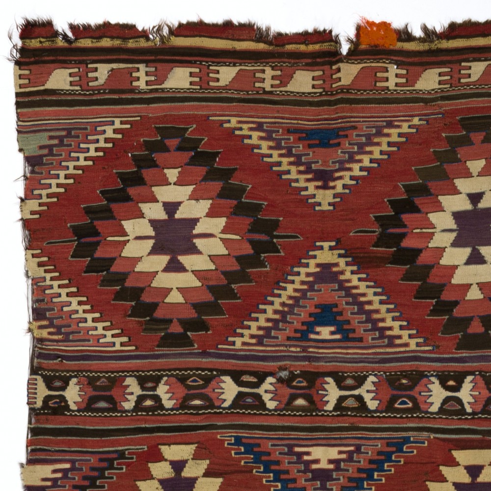 Antique Turkish Konya Kilim, Flat-Weave Rug. Ca 1850