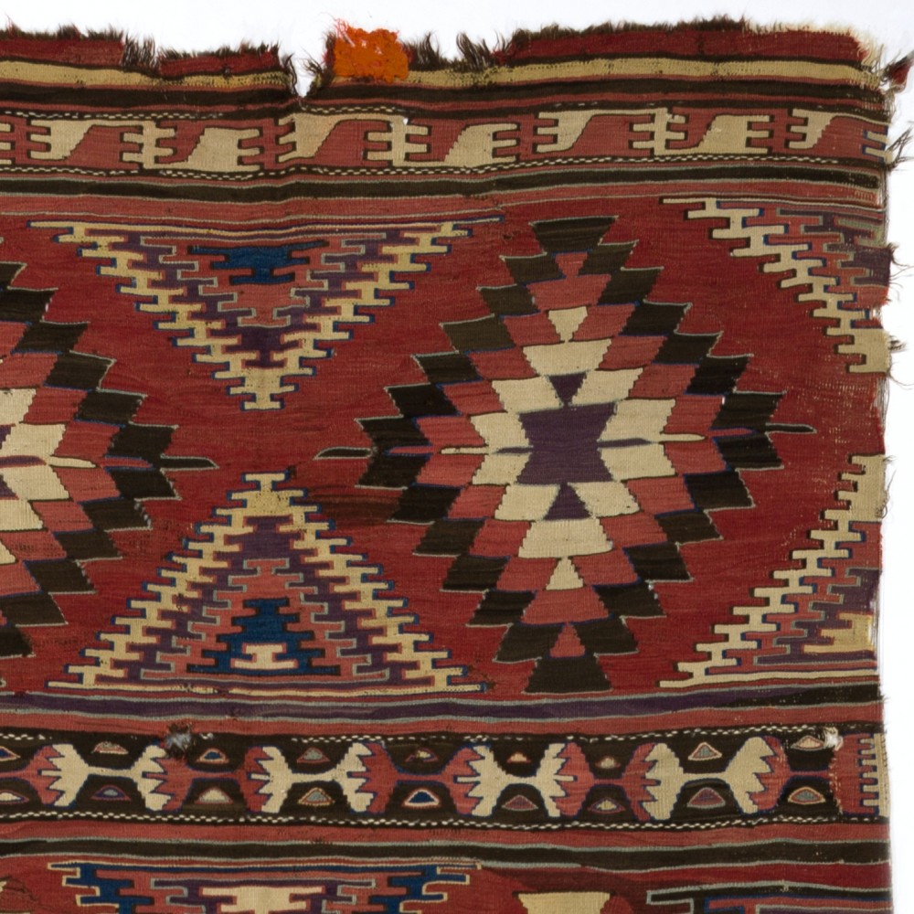 Antique Turkish Konya Kilim, Flat-Weave Rug. Ca 1850