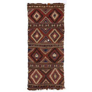 Antique Turkish Konya Kilim, Flat-Weave Rug. Ca 1850