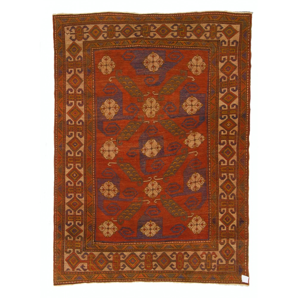 Rare Antique Caucasian Pinwheel Kazak Rug, Circa 1870