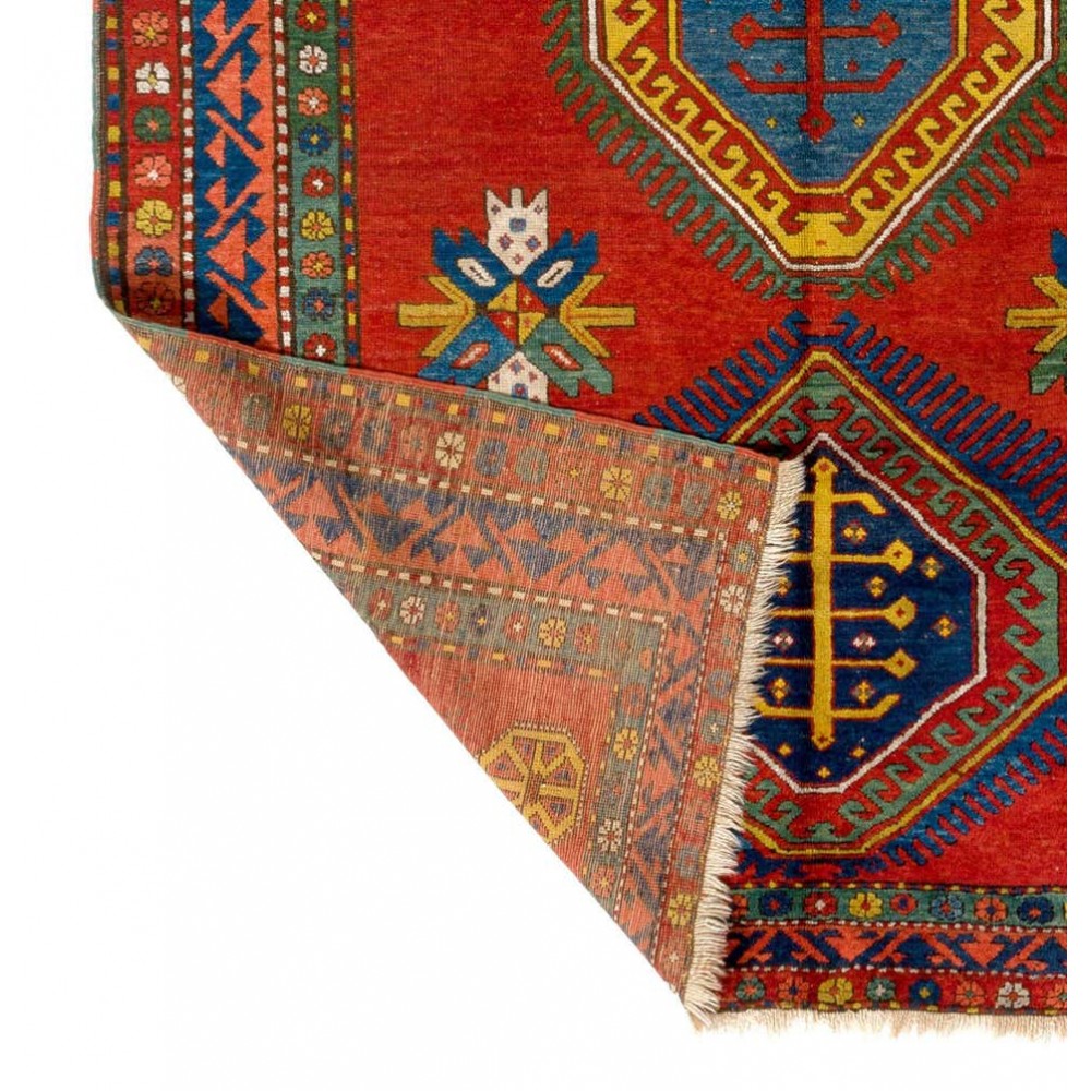 Antique Caucasian Armenian Kazak Rug, Ca 1900. Striking Natural Dyes