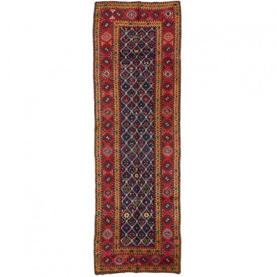  Antique Caucasian Kazak Runner Rug