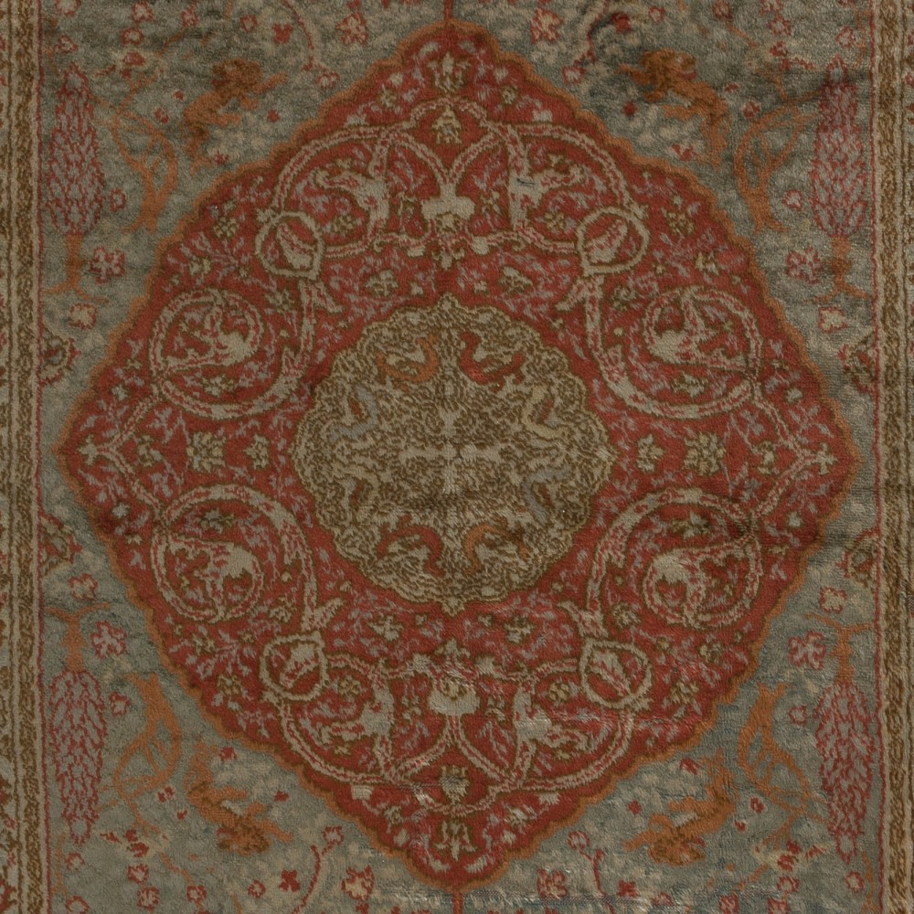 Rare Antique Double Sided "Angora" Wool Oushak Rug, Ca 1890